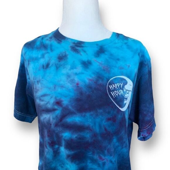 Happy Hour Blue Tie Dye T-shirt Blue Moon Unisex Short Sleeve Crewneck Medium - Picture 4 of 9